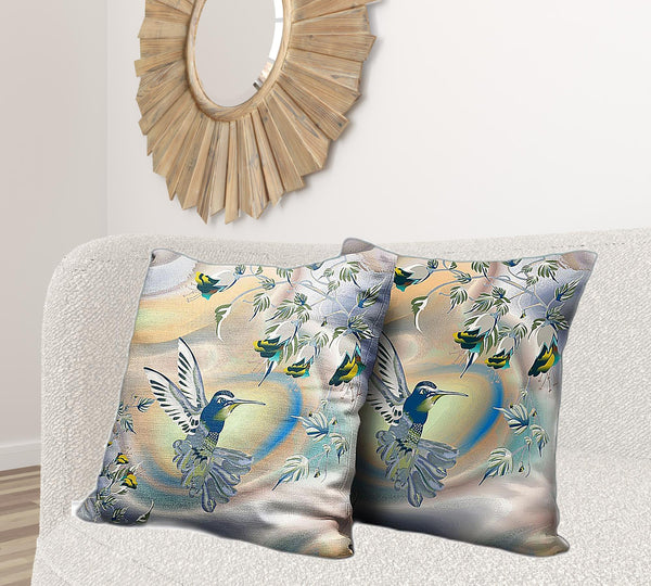 Homeroots 26x26 Yellow Orange Bird Blown Seam Broadcloth Animal Print Throw Pillow   485498