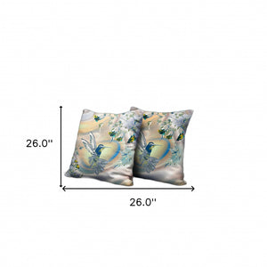 Homeroots 26x26 Yellow Orange Bird Blown Seam Broadcloth Animal Print Throw Pillow   485498