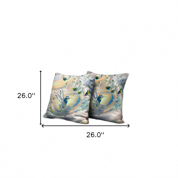 Homeroots 26x26 Yellow Orange Bird Blown Seam Broadcloth Animal Print Throw Pillow   485498