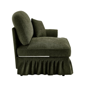 English Elm Sofa Sculptural Chenille Sectional with Detachable Skirt and Organic Curved Design W3041P332636