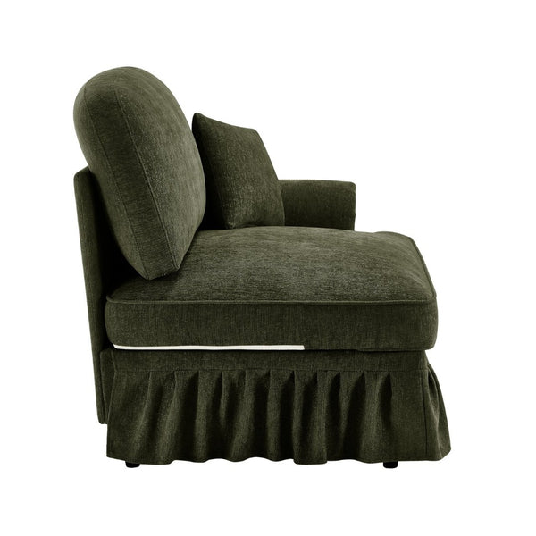 English Elm Sofa Sculptural Chenille Sectional with Detachable Skirt and Organic Curved Design W3041P332636