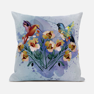 Homeroots 26x26 Mutedmint Yellow Blue Bird Blown Seam Broadcloth Animal Print Throw Pillow   485520