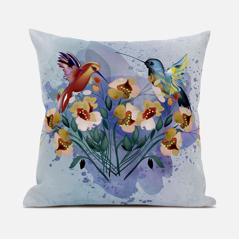 Homeroots 28x28 Mutedmint Yellow Blue Bird Blown Seam Broadcloth Animal Print Throw Pillow   485522