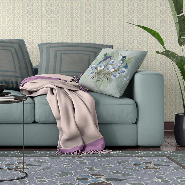 Homeroots 28x28 Green Blue Bird Blown Seam Broadcloth Animal Print Throw Pillow   485533