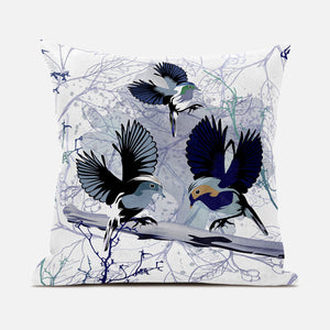 Homeroots 26x26 Black White Bird Blown Seam Broadcloth Animal Print Throw Pillow   485557