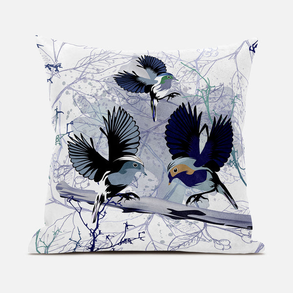 Homeroots 26x26 Black White Bird Blown Seam Broadcloth Animal Print Throw Pillow   485557