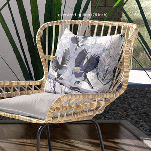 Homeroots 26x26 Black White Bird Blown Seam Broadcloth Animal Print Throw Pillow   485557