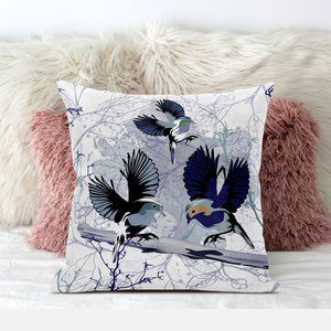 Homeroots 26x26 Black White Bird Blown Seam Broadcloth Animal Print Throw Pillow   485557