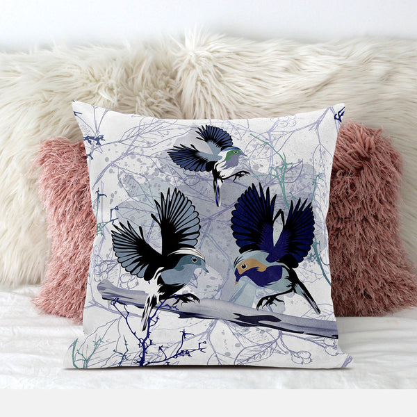 Homeroots 26x26 Black White Bird Blown Seam Broadcloth Animal Print Throw Pillow   485557