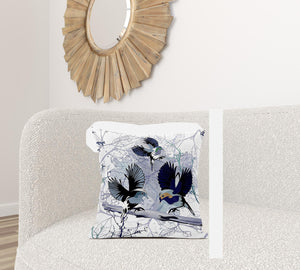 Homeroots 26x26 Black White Bird Blown Seam Broadcloth Animal Print Throw Pillow   485557