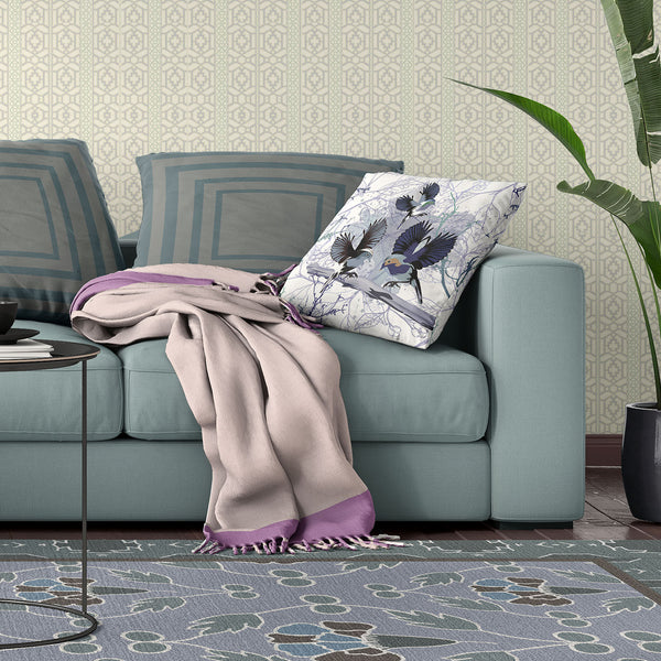 Homeroots 28x28 Black White Bird Blown Seam Broadcloth Animal Print Throw Pillow   485558