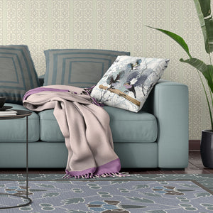 Homeroots 26x26 White Gray Black Bird Blown Seam Broadcloth Animal Print Throw Pillow   485567