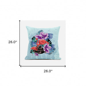 Homeroots 26x26 Blue Purple Brown Bird Blown Seam Broadcloth Animal Print Throw Pillow   485572