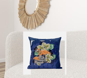 Homeroots 26x26 Green Black Blue Bird Blown Seam Broadcloth Animal Print Throw Pillow   485587