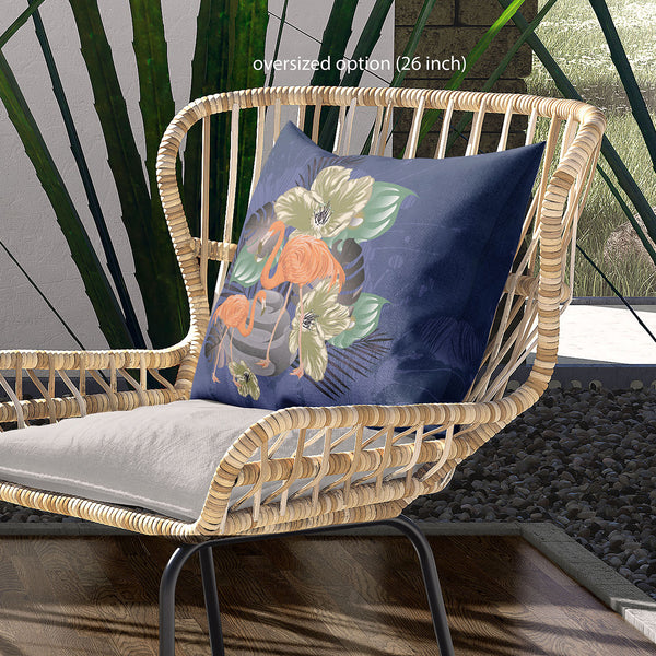 Homeroots 28x28 Green Black Blue Bird Blown Seam Broadcloth Animal Print Throw Pillow   485588