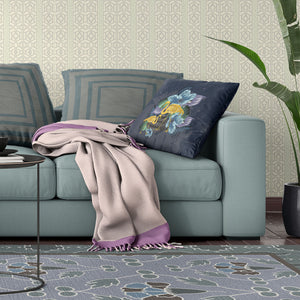 Homeroots 28x28 Blue Yellow Bird Blown Seam Broadcloth Animal Print Throw Pillow   485593