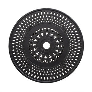 Homeroots 24" Black Rounded Metal Outdoor Bistro Table With Umbrella Hole  Cast Aluminum 485594