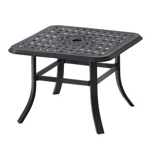 Homeroots 24" Black Square Metal Outdoor Bistro Table With Umbrella Hole  Cast Aluminum 485595