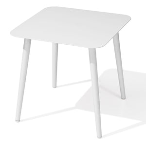 Homeroots 16" White Square Metal Outdoor Side Table  Aluminum 485599