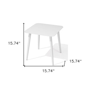 Homeroots 16" White Square Metal Outdoor Side Table  Aluminum 485599