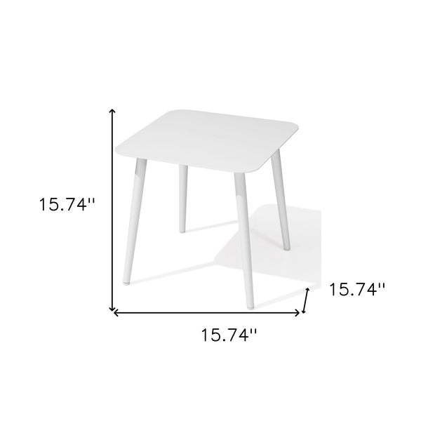 Homeroots 16" White Square Metal Outdoor Side Table  Aluminum 485599