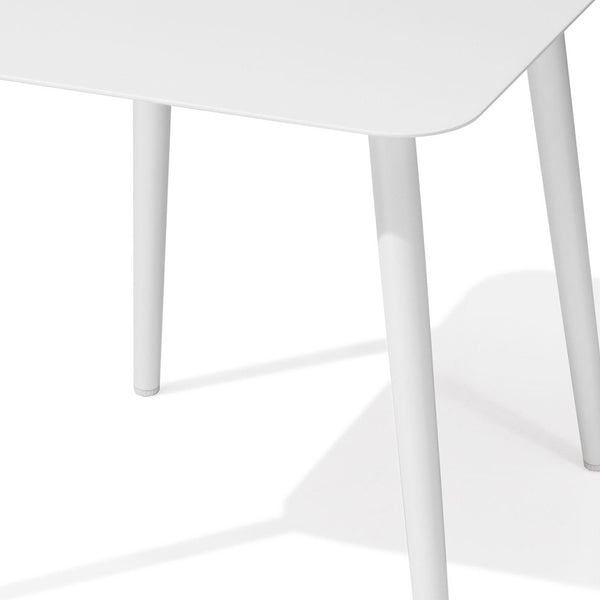 Homeroots 16" White Square Metal Outdoor Side Table  Aluminum 485599