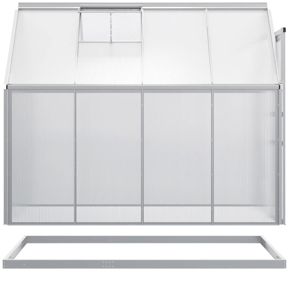 English Elm 6.2'x8.3'x6.6' Walk-in Aluminum Polycarbonate Greenhouse with Vent and Rain Gutters T3971S00041