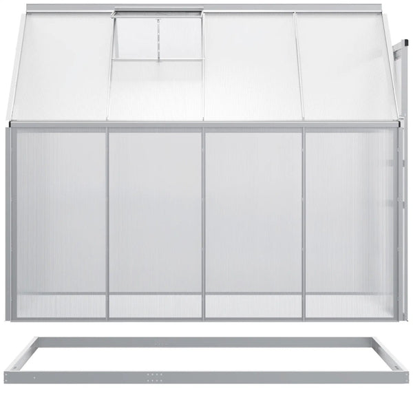 English Elm 6.2'x8.3'x6.6' Walk-in Aluminum Polycarbonate Greenhouse with Vent and Rain Gutters T3971S00041