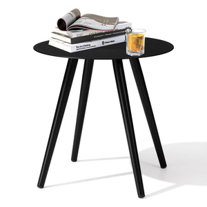 Homeroots 16" Gray Rounded Metal Outdoor Side Table  Aluminum 485600