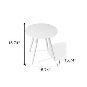 Homeroots 16" White Rounded Metal Outdoor Side Table  Aluminum 485601