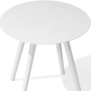 Homeroots 16" White Rounded Metal Outdoor Side Table  Aluminum 485601