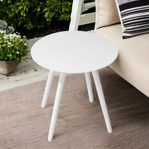 Homeroots 16" White Rounded Metal Outdoor Side Table  Aluminum 485601