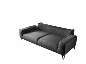 Homeroots 90" Dark Gray Linen Sleeper Sofa And Toss Pillows With Silver Legs   485605