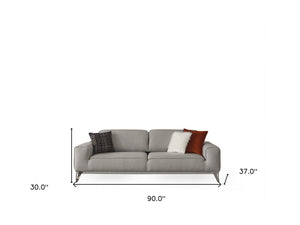 Homeroots 90" Linen Linen Sleeper Sofa And Toss Pillows With Silver Legs   485606