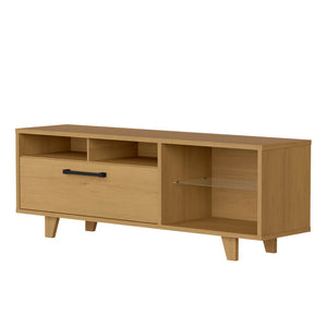 HomeRoots 71" Brown Open Shelving TV Stand - Stylish Rustic Furniture for Media, Décor & Cable Management Solutions 485609