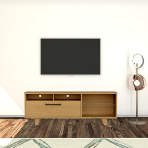 HomeRoots 71" Brown Open Shelving TV Stand - Stylish Rustic Furniture for Media, Décor & Cable Management Solutions 485609