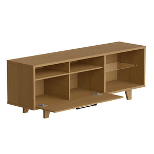 HomeRoots 71" Brown Open Shelving TV Stand - Stylish Rustic Furniture for Media, Décor & Cable Management Solutions 485609