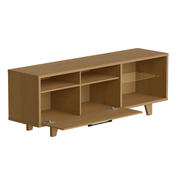 HomeRoots 71" Brown Open Shelving TV Stand - Stylish Rustic Furniture for Media, Décor & Cable Management Solutions 485609