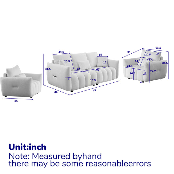 English Elm 3 Seater Teddy Sofa Combo – Modern Living Room Set With 5 Cushions, Wooden Frame & Cozy Comfort W1193S00170
