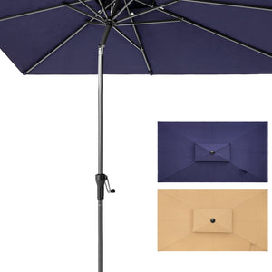 Homeroots 10' Navy Polyester Rectangular Tilt Market Patio Umbrella With Stand   485612