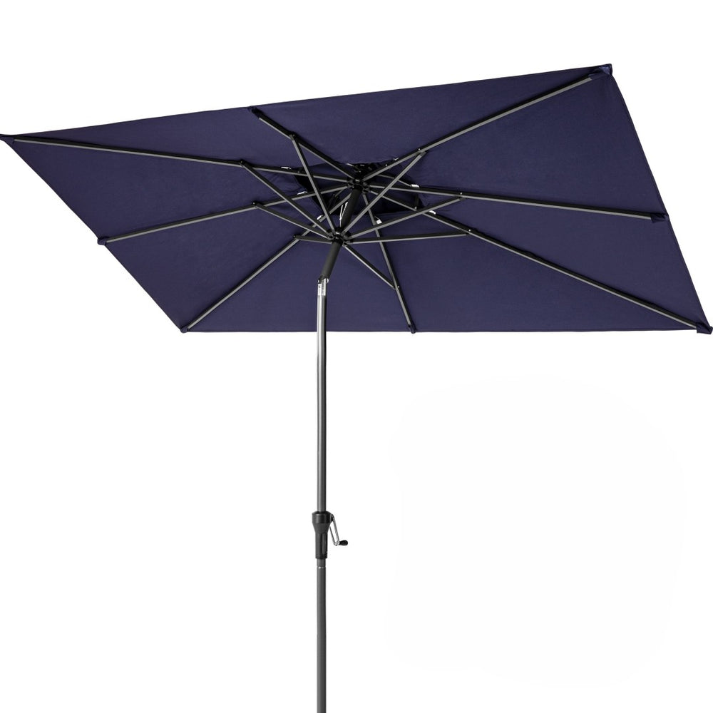 HomeRoots 10' Navy Polyester Rectangular Tilt Market Patio Umbrella – Stylish Shade for Outdoor Spaces! 485612