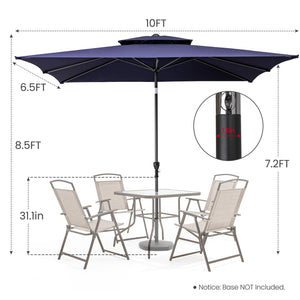 Homeroots 10' Navy Polyester Rectangular Tilt Market Patio Umbrella With Stand   485612