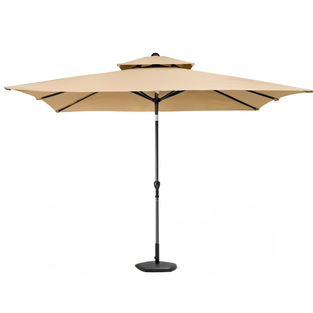 HomeRoots 10' Elegant Tan Rectangular Market Patio Umbrella - Durable, Easy Crank, Vented Canopy for Shade 485613