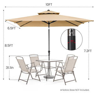 Homeroots 10' Tan Polyester Rectangular Tilt Market Patio Umbrella  Aluminum 485613
