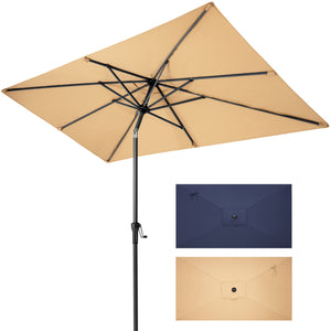 Homeroots 9' Tan Polyester Rectangular Tilt Market Patio Umbrella  Aluminum 485615