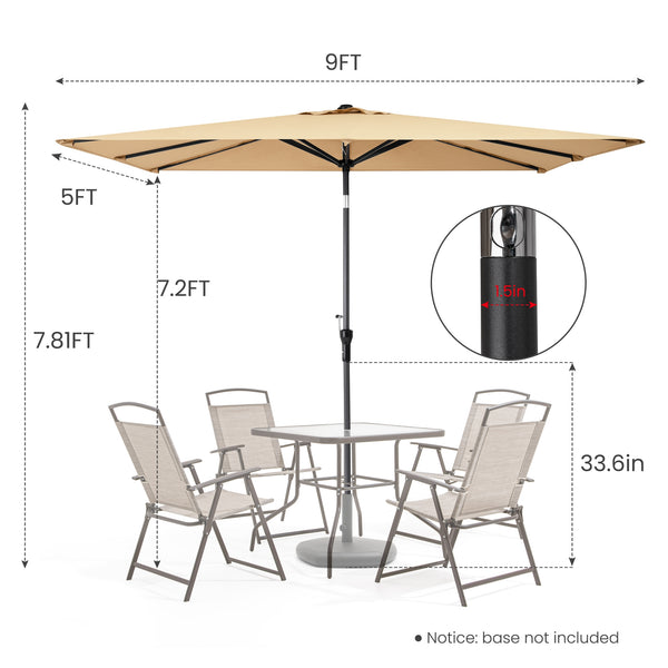 Homeroots 9' Tan Polyester Rectangular Tilt Market Patio Umbrella  Aluminum 485615