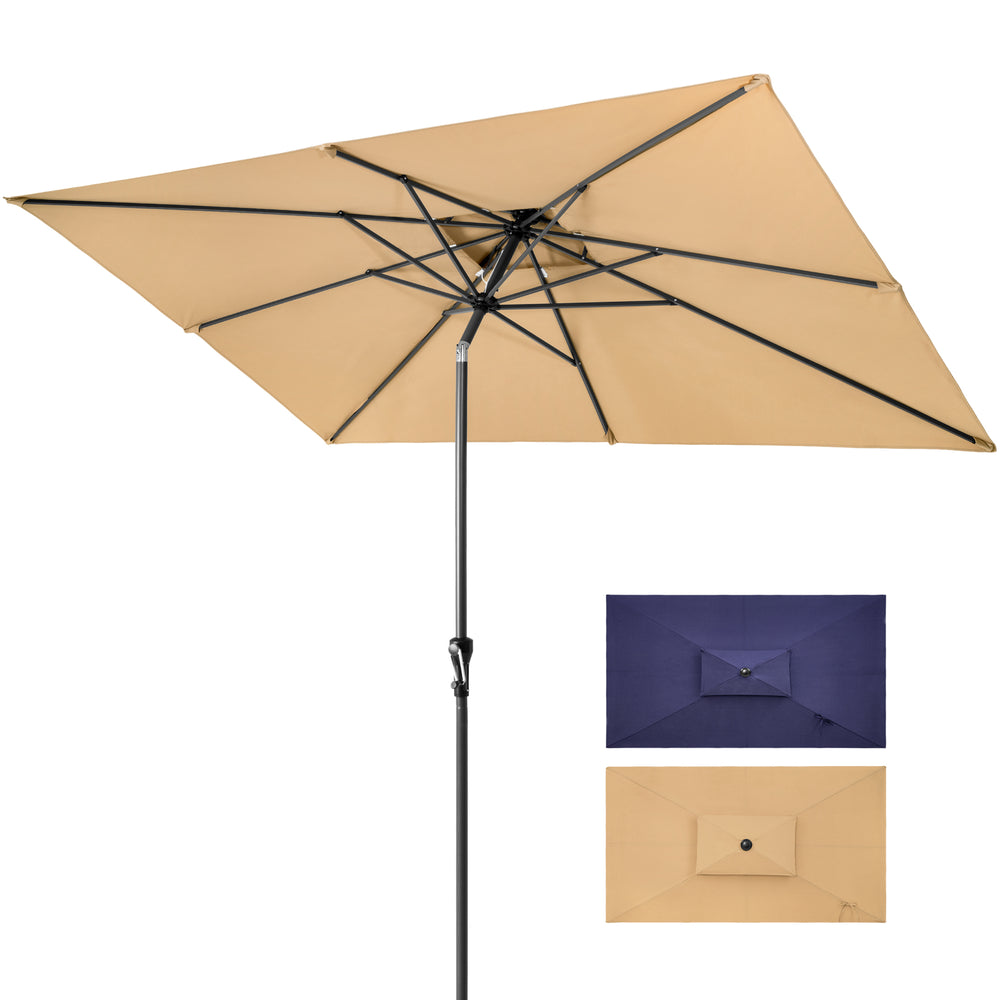 Homeroots 9' Tan Polyester Rectangular Tilt Market Patio Umbrella  Aluminum 485617