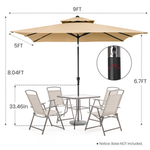Homeroots 9' Tan Polyester Rectangular Tilt Market Patio Umbrella  Aluminum 485617