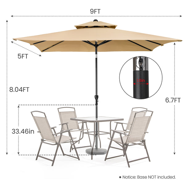 Homeroots 9' Tan Polyester Rectangular Tilt Market Patio Umbrella  Aluminum 485617