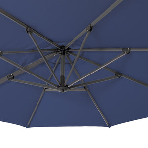 Homeroots 10' Navy Blue Polyester Round Tilt Cantilever Patio Umbrella With Stand  Aluminum 485620